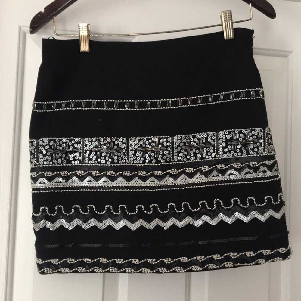 Black and silver beaded mini skirt